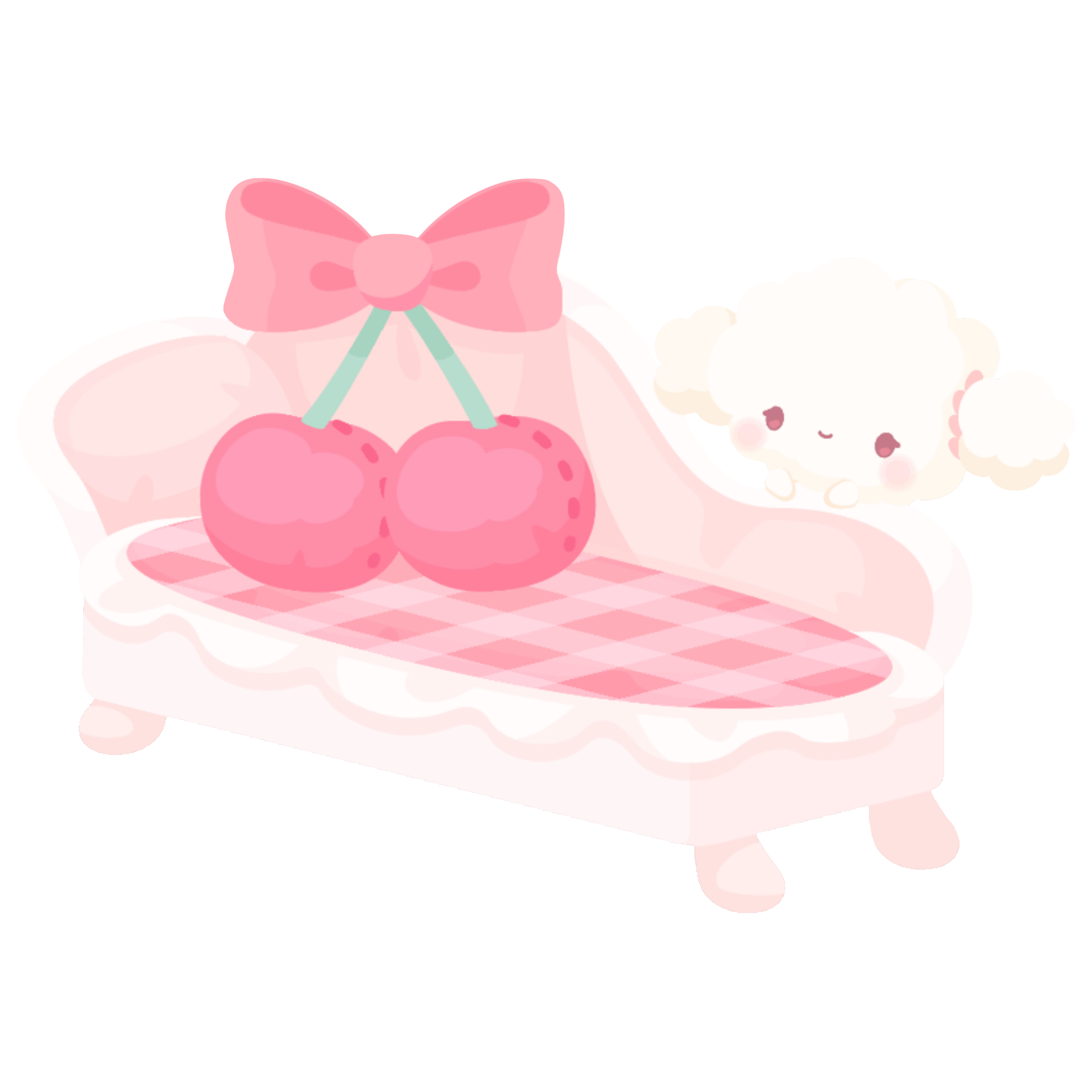 Cute Cherry Cushion Gingham Sofa