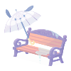 Pochacco Umbrella Over a Park Bench