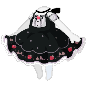 Whimsical Strawberry Princess Black Dress