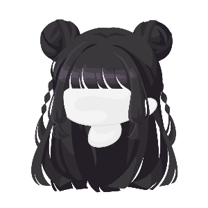 Dark Panda Ear Half-Up Twin Buns