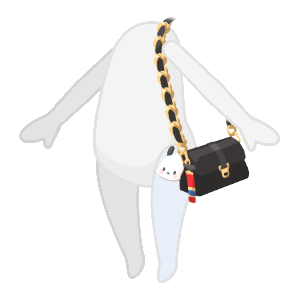 Black Leather Bag & Pochacco Charm