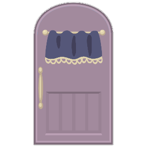 Gold Handle Dusty Lilac Wooden Door