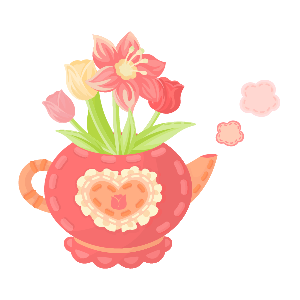 Warm Spring Embroidery Tulip Teapot